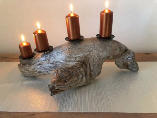 Dřevěný Svícen-Adventní-Rustikální-Dekorace-Dárek