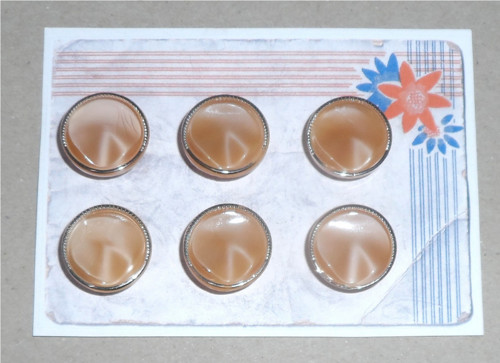 6x SKLENĚNÉ knoflíky, stříbřené