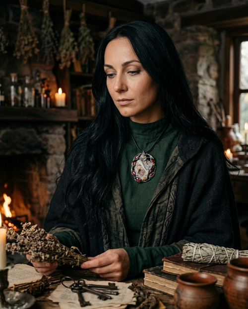 Náhrdelník hadí achát...Čarodějný amulet...