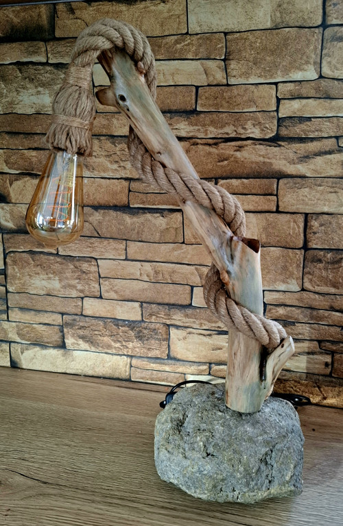 Stolní lampa, Rustikálna, Vintage stolová lampa,