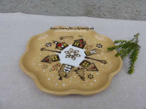 Vánoční keramický talíř menší pr.20cm / skladem
