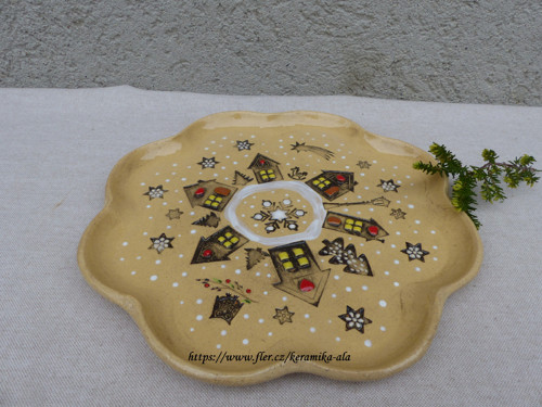 Vánoční keramický talíř větší pr.24,5cm / skladem