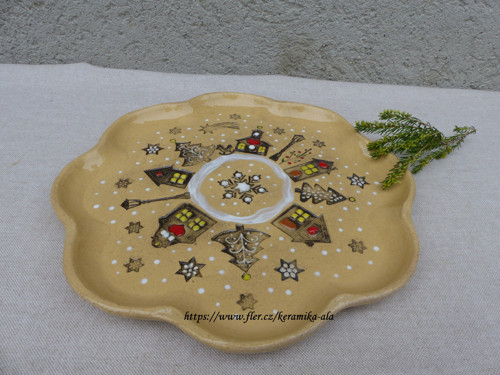 Vánoční keramický talíř větší pr.24,5cm / skladem