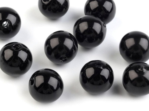 Plastové voskové korálky/perly 10mm (20ks) - černá