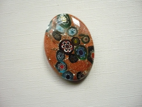 Skleněný kabošon - millefiori 28 mm, č.2