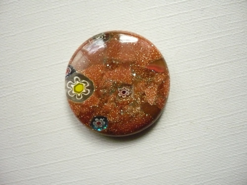 Skleněný kabošon - millefiori 24 mm, č.3