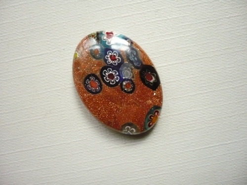 Skleněný kabošon - millefiori 27 mm, č.7