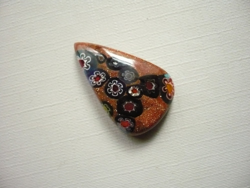 Skleněný kabošon - millefiori 27 mm, č.8