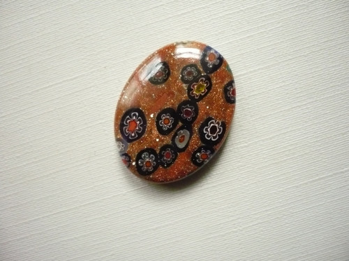 Skleněný kabošon - millefiori 26 mm, č.10