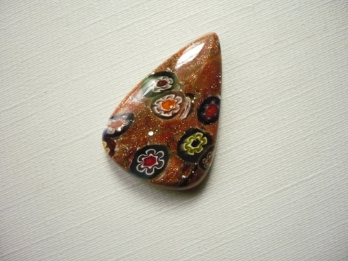 Skleněný kabošon - millefiori 27 mm, č.12