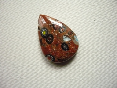 Skleněný kabošon - millefiori 26 mm, č.14