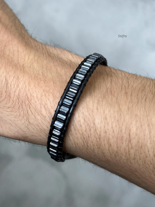 Leather & hematite 2 - (nejen) pro pány