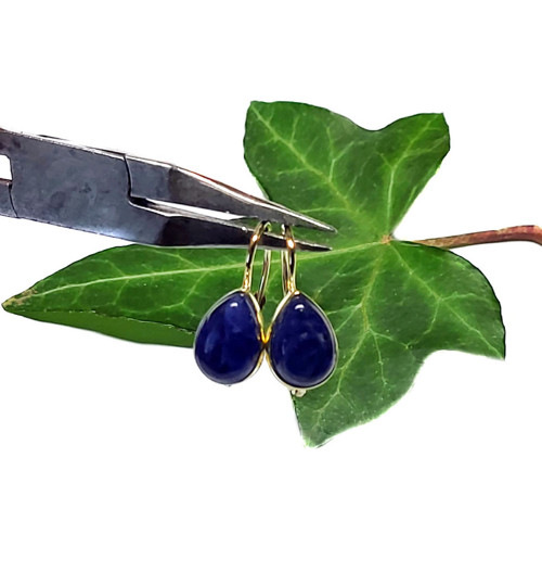 ZLATÉ náušnice LAPIS LAZULI kapky 10*8