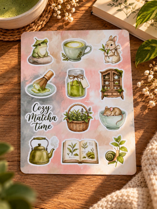 Samolepky do diáře a plánovače - Cozy Matcha