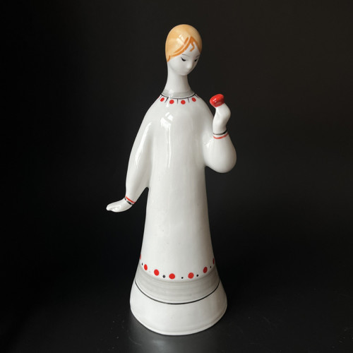 Soška, figurka Alenka s kvítkem 21.5 cm, Gžel USSR