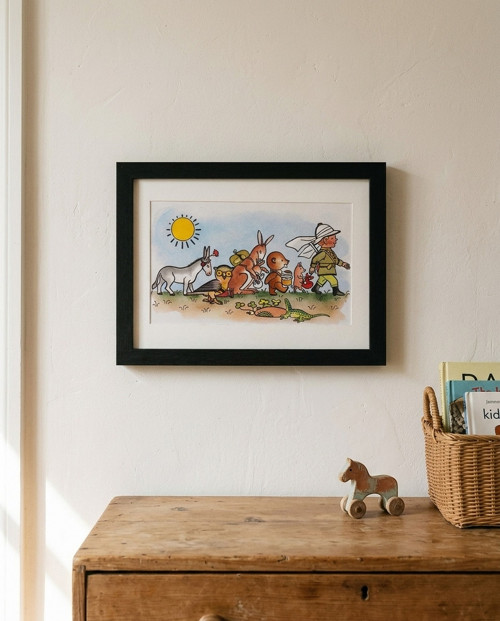 Vintage ilustrace Pú na cestě v rámečku — foto 1