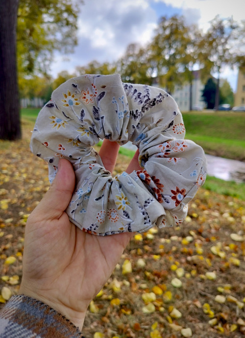 Bavlněná scrunchies gumička - herbář