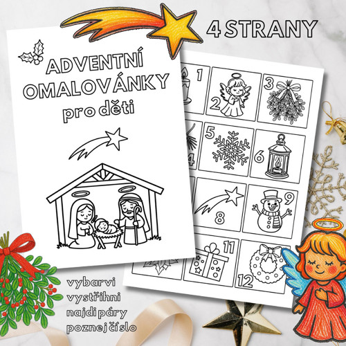 ADVENTNÍ OMALOVÁNKY a PEXESO - pdf k tisku