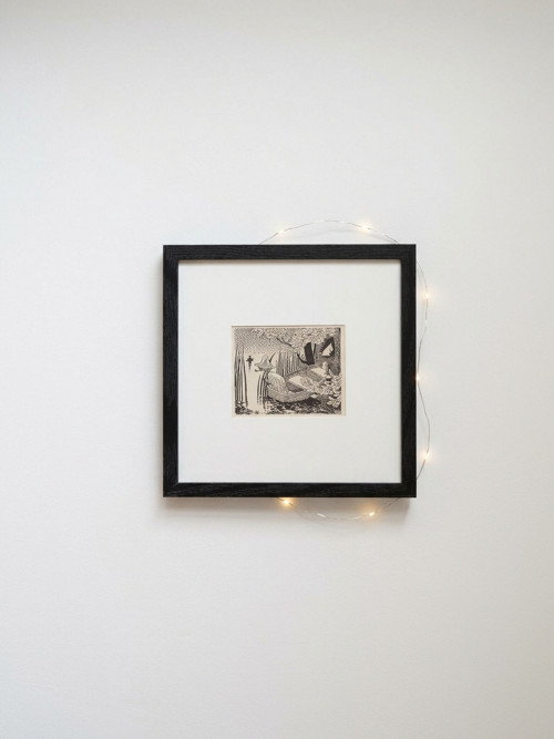 Vintage ilustrace ze světa Mumínků v rámu
