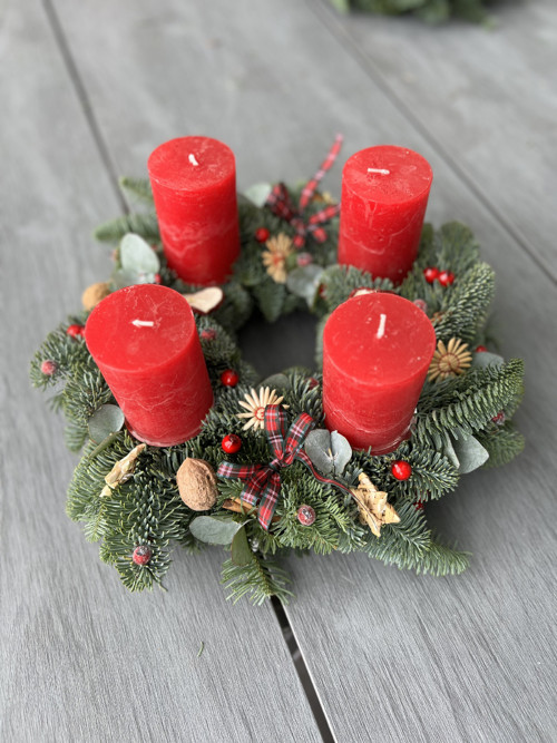 Adventní věnec Nobilis tradiční červený