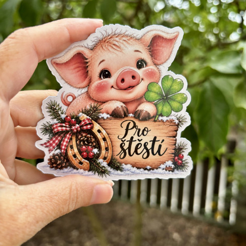 Magnet na ledničku - prasátko pro štěstí
