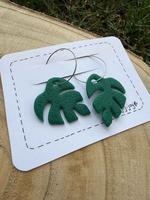 Náušnice kruhy - monstera