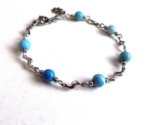 Náramek z chirurgické oceli a Larimar