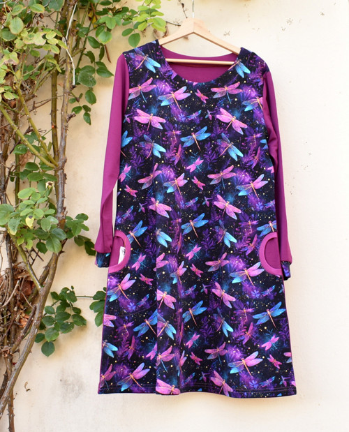 Šaty Purpurové s vážkami XL/XXL