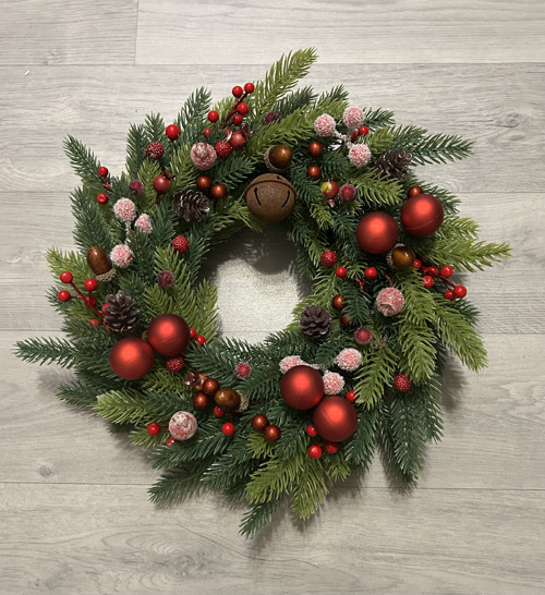 Vánoční dlouhotrvající věnec na dveře, 33cm