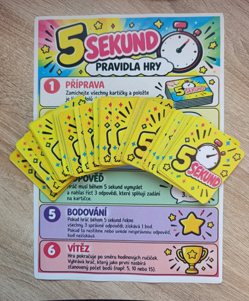 5 SEKUND – postřehová hra | 60 voděodolných karet — foto 1