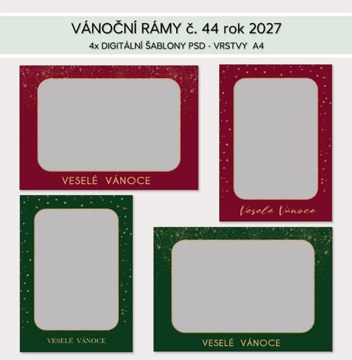 Vánoční rámy č. 44 - digitální šablony PSD 2027