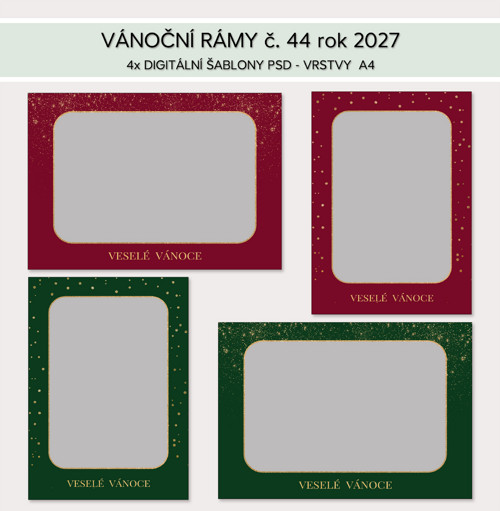 Vánoční rámy č. 44 - digitální šablony PSD 2027