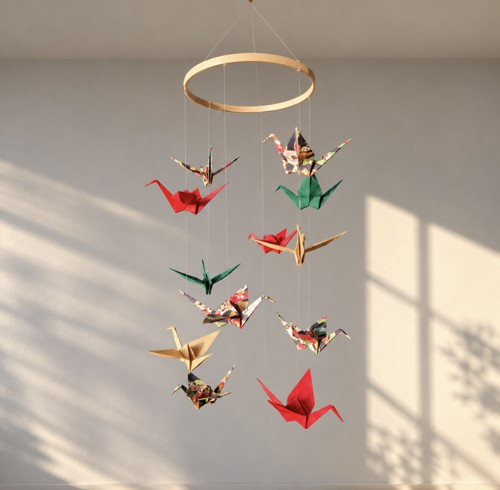 Závěsná dekorace s origami jeřáby