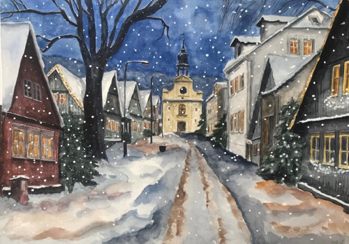 Vánoční pohlednice - Volgogradská ulice, Liberec