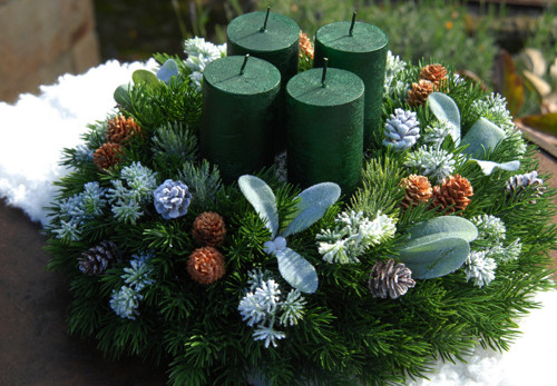 Adventní luxusní věnec ve smaragdové