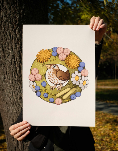 Ptáček ve věnci – Print A3
