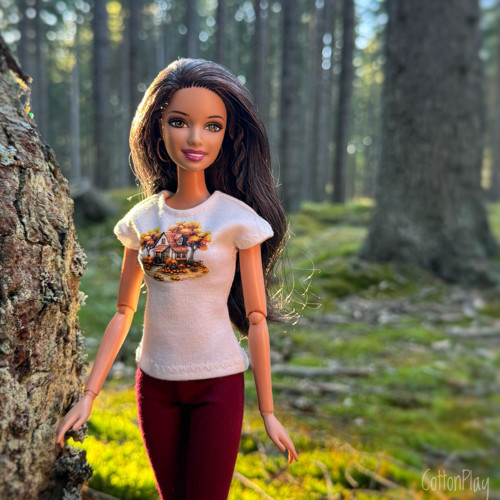 Tričko pro Barbie - Chaloupka, smetanové