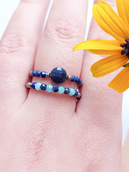 Minerálový prstýnek | lapis lazuli a amazonit — foto 1
