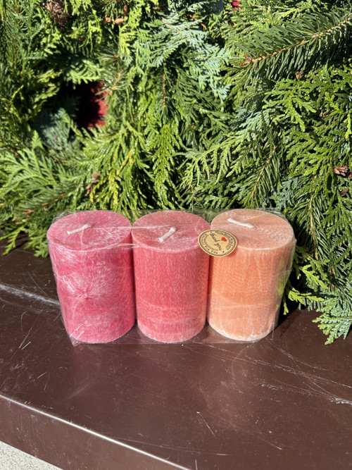 Palmové svíčky 3ks ø5,6 ↑8cm - 2 + 1zdarma
