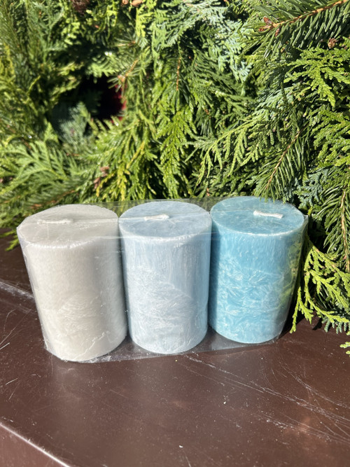 Palmové svíčky 3ks ø5,6 ↑8cm - 2 + 1zdarma — foto 1