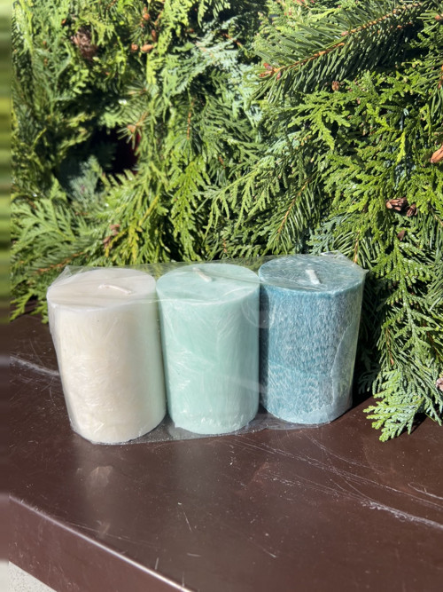 Palmové svíčky 3ks ø5,6 ↑8cm - 2 + 1zdarma