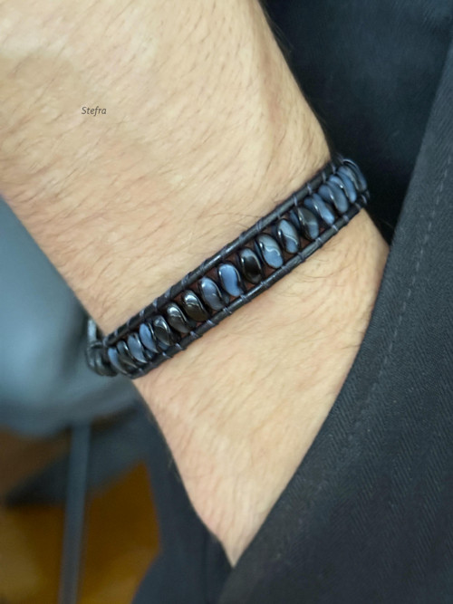 Kožený wrap náramek - Soft shadow 2