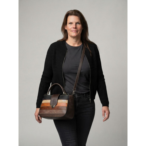 Crossbody kabelka Tootsi Country – hnědé pruhy