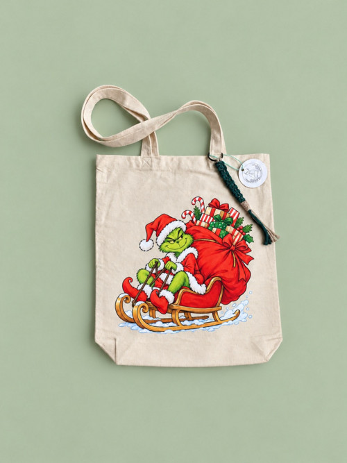 Plátěná taška pro milovníky Vánoc Grinch