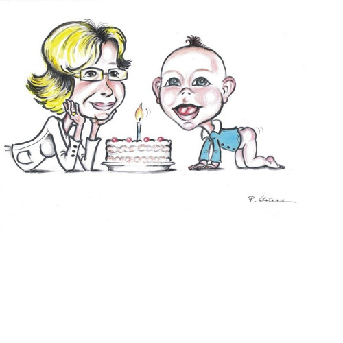 Babička a vnouče - karikatura A4