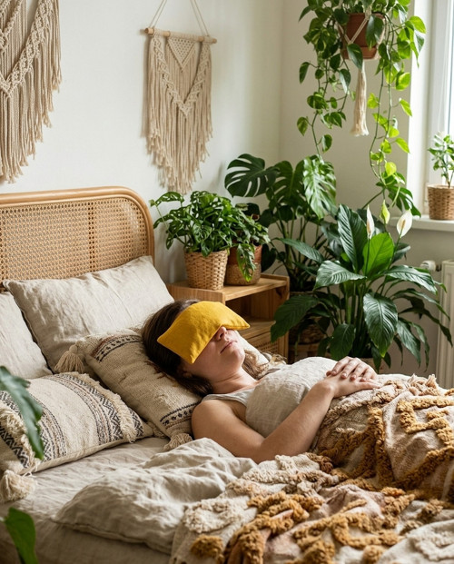 Relaxační polštářek plněný lněným semínkem žlutý