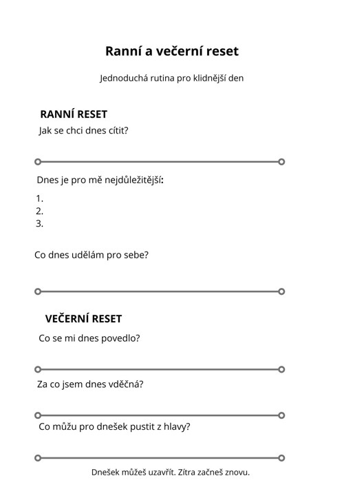 Ranní a večerní reset – denní rutina (PDF)