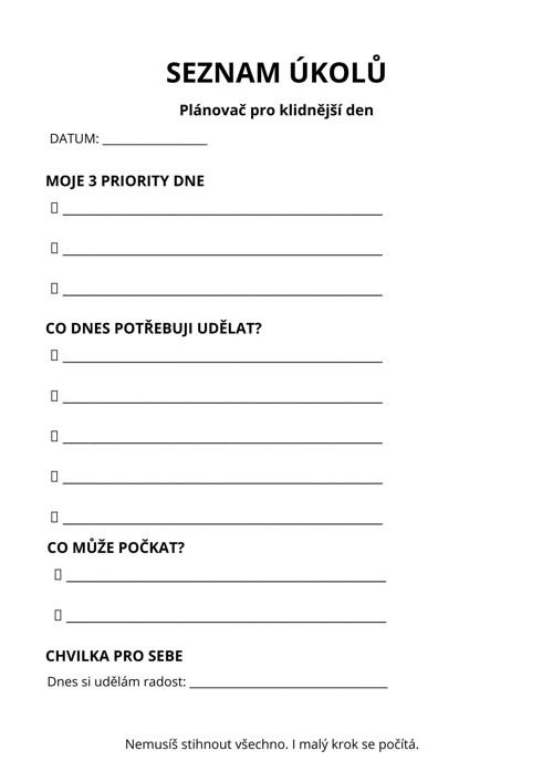 Seznam úkolů – plánovač na každý den (PDF)