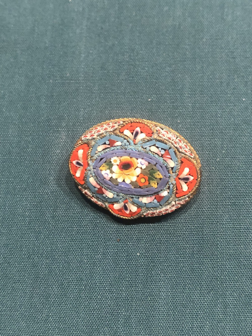 Millefiori starožitná brož benátská mozaika květy