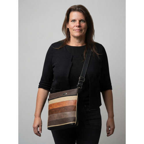 Crossbody kabelka Sandra Country – hnědé pruhy